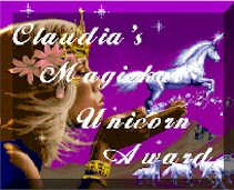 Magickal Unicorn Award from Ask Claudia web site.Award.